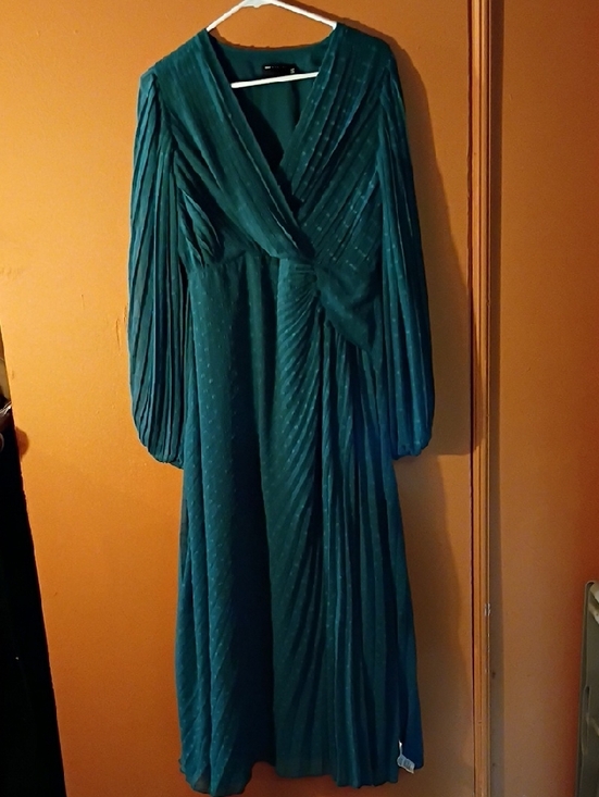 ASOS Dresses & Skirts - ASOS Teal Green Pleated Long Sleeve Maxi Dress NWT